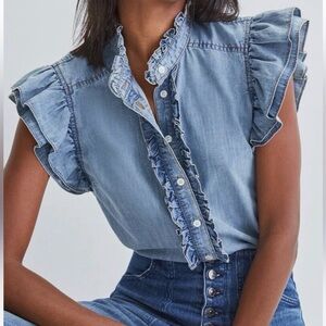 Veronica Beard Tenille Shirt Denim Size XL